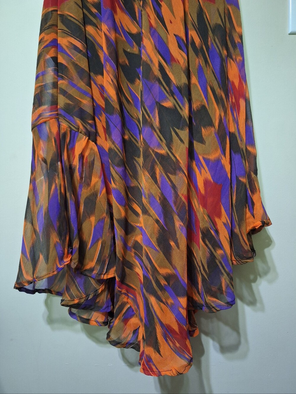 Vintage BAWA Canada Rayon Abstract Print Handkerchief Hem Maxi Dress 1X - Picture 11 of 12